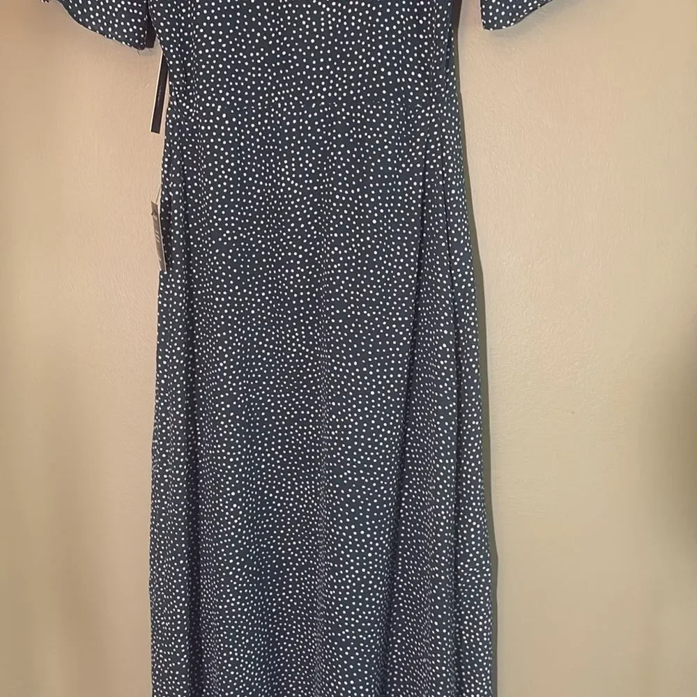 NWT Lulus Mystified Forest Green Polka Dot High-Low Wrap Dress Sz XS - Picture 9 of 10